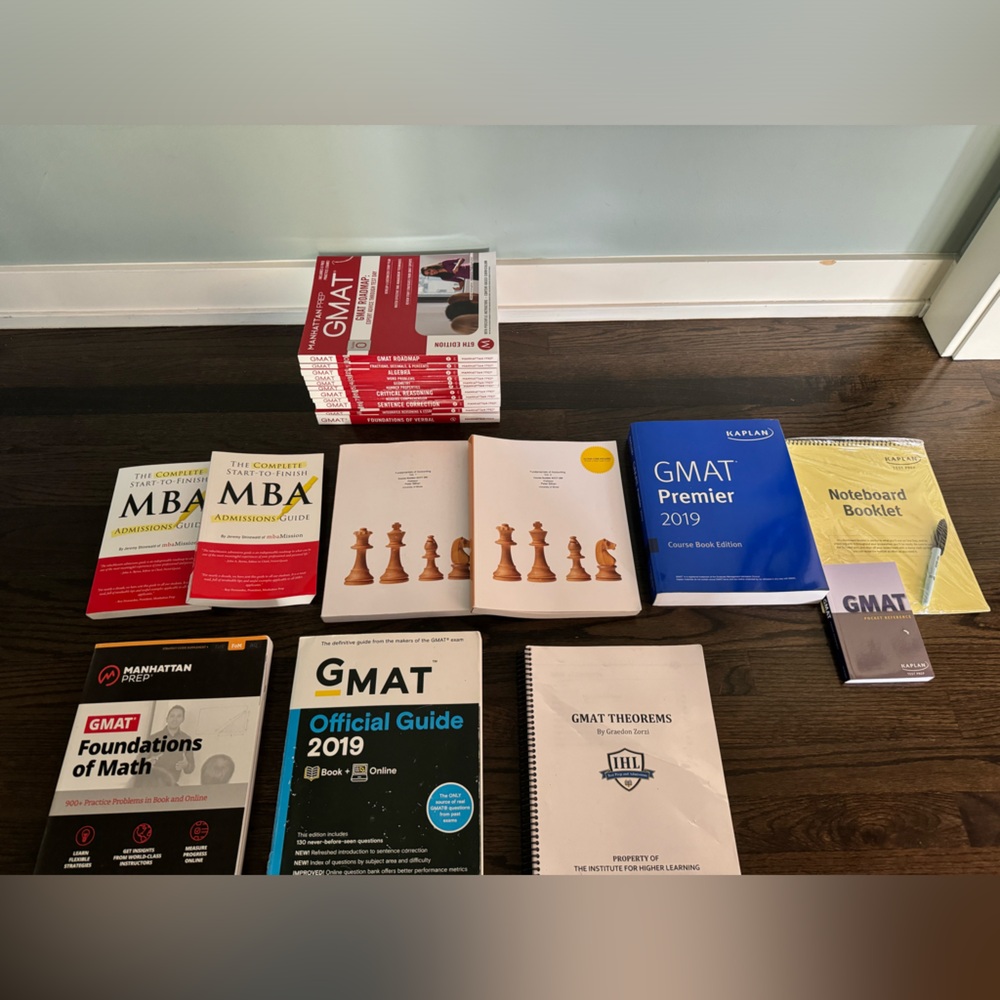 Manhattan Prep and Kaplan GMAT Test Prep books